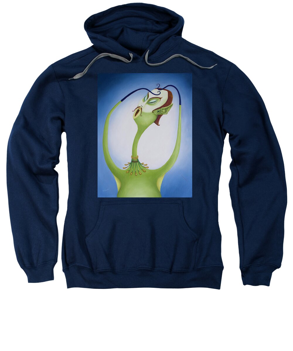 Alien Sweatshirt featuring the painting Sir Annis McChow by Hone Williams