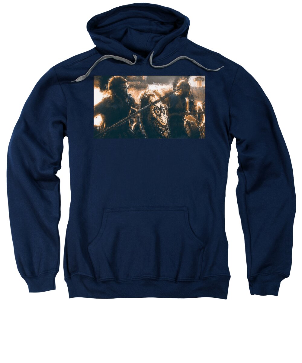 Spartan Warrior Sweatshirt featuring the painting Spartans at War, 01 by AM FineArtPrints