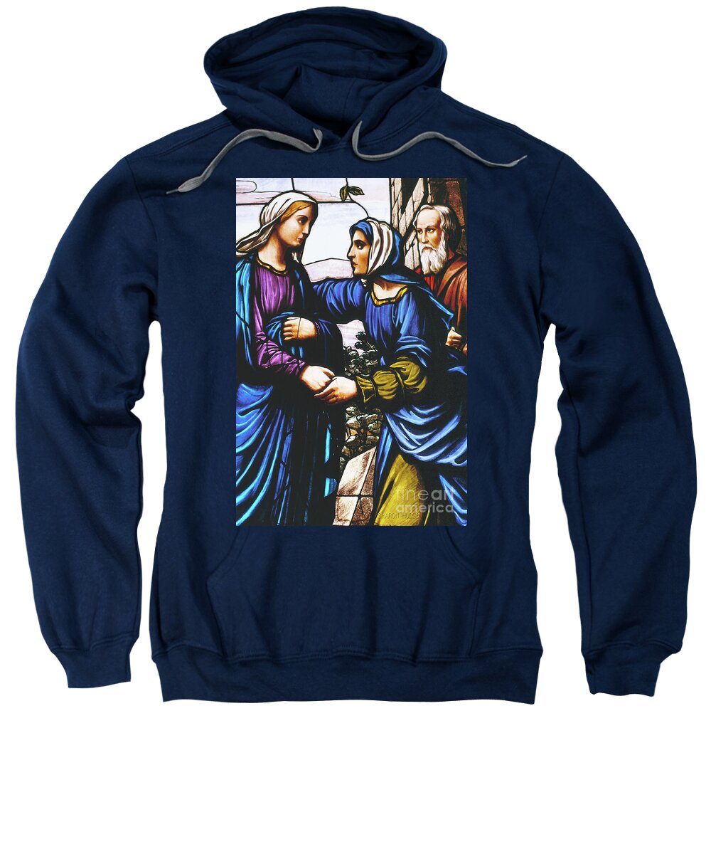 Stained Glass Sweatshirt featuring the photograph stained glass prints - The Visitation by Sharon Hudson