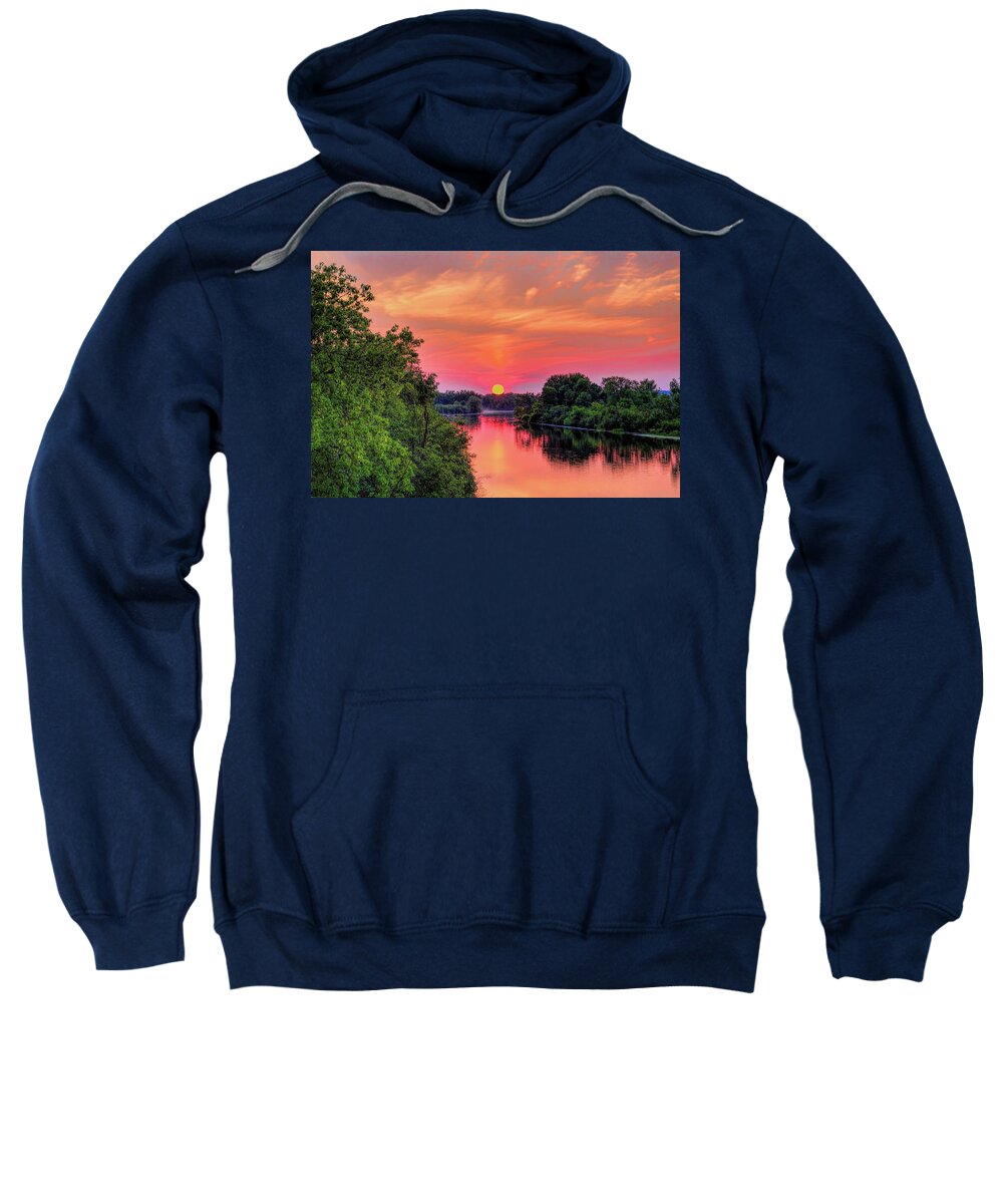 Wausau Sweatshirt featuring the photograph Sun Hanging Over The Rib River by Dale Kauzlaric