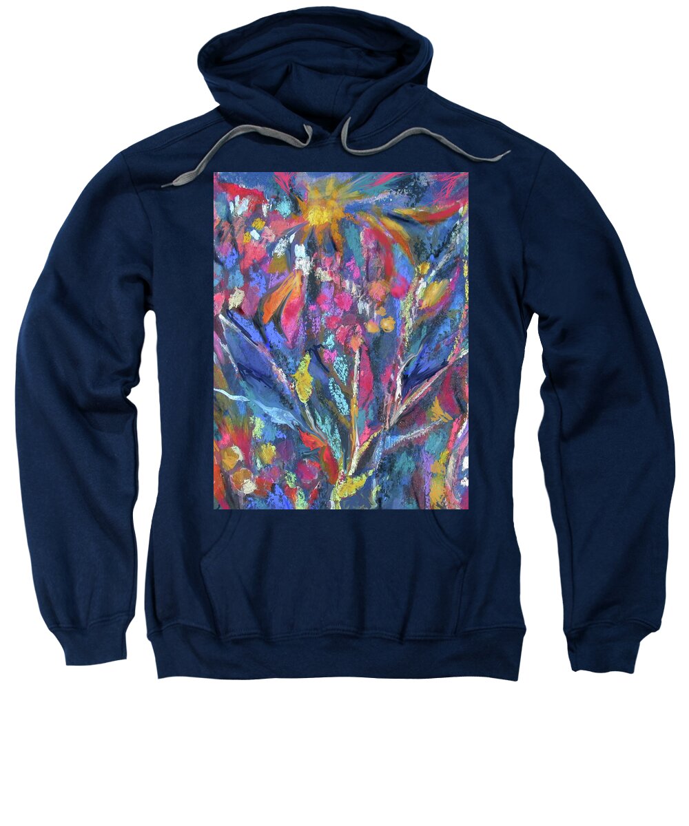 Mixed Media Abstract Sweatshirt featuring the painting Sunlight Garden by Jean Batzell Fitzgerald