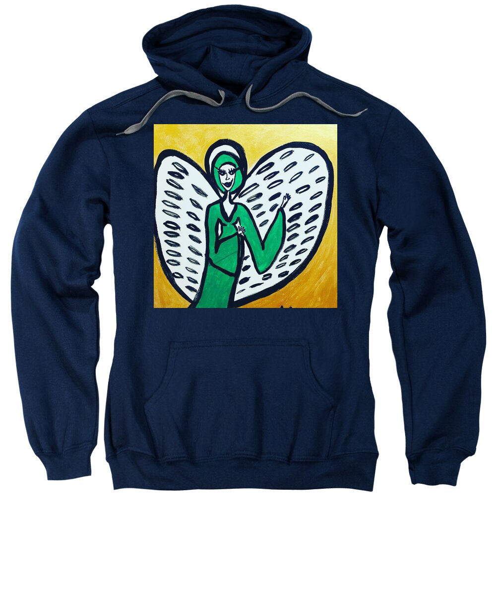 Angel Sweatshirt featuring the painting Terratrea Angel by Victoria Mary Clarke