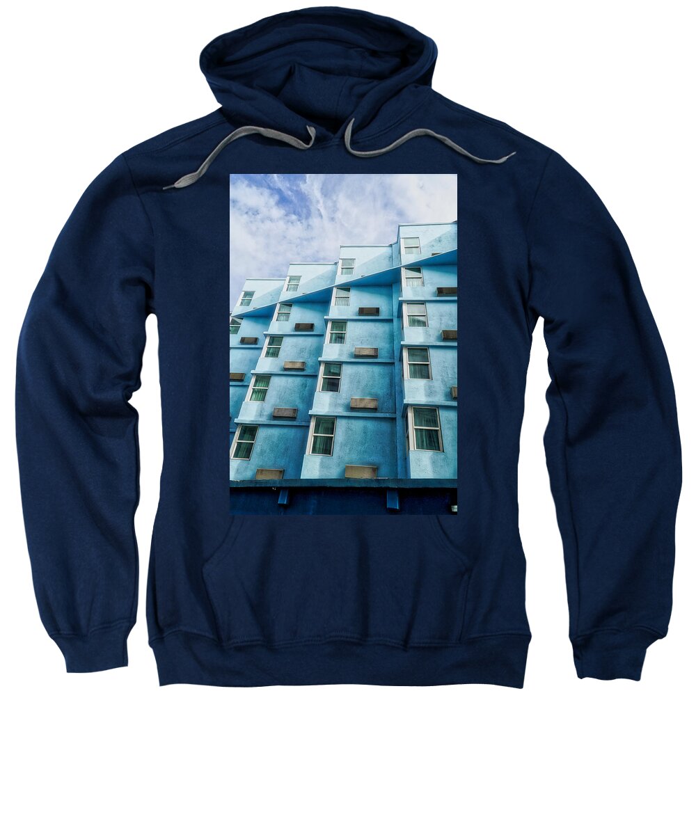 Architecture Sweatshirt featuring the photograph The Magic Blue Building by Montez Kerr