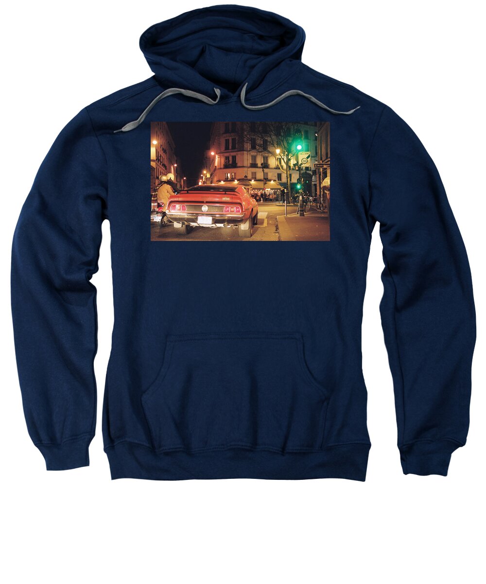 Muscle Car Sweatshirt featuring the photograph Time to go with the mustang by Barthelemy De Mazenod