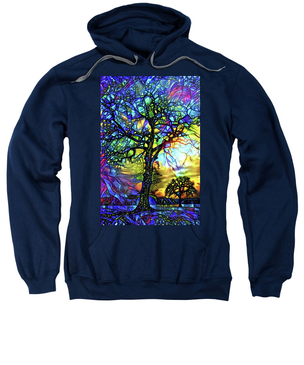 Stained Glass Sweatshirt featuring the digital art Trees - Stained Glass by Peggy Collins