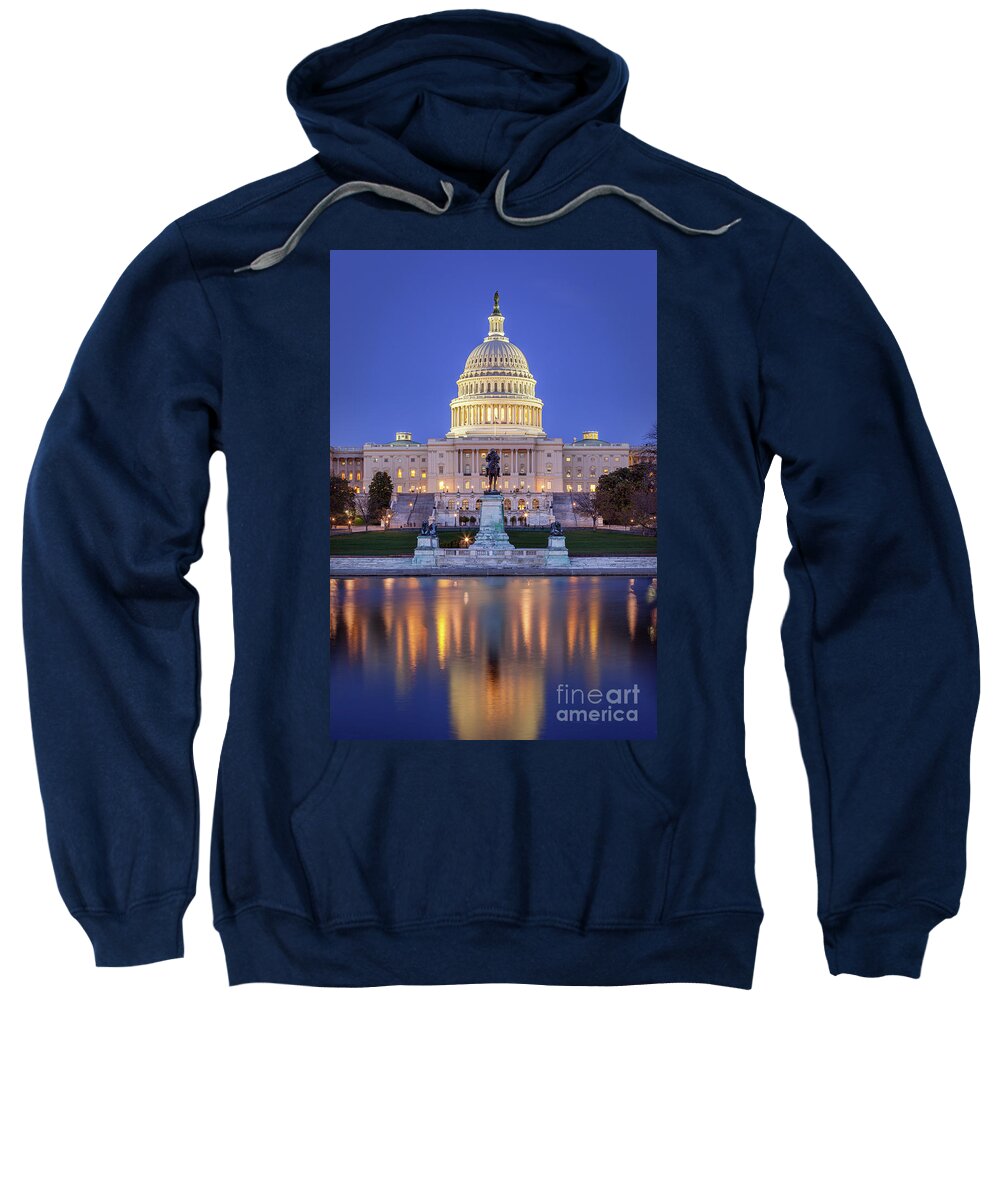 Washington Sweatshirt featuring the photograph Twilight over US Capitol by Brian Jannsen