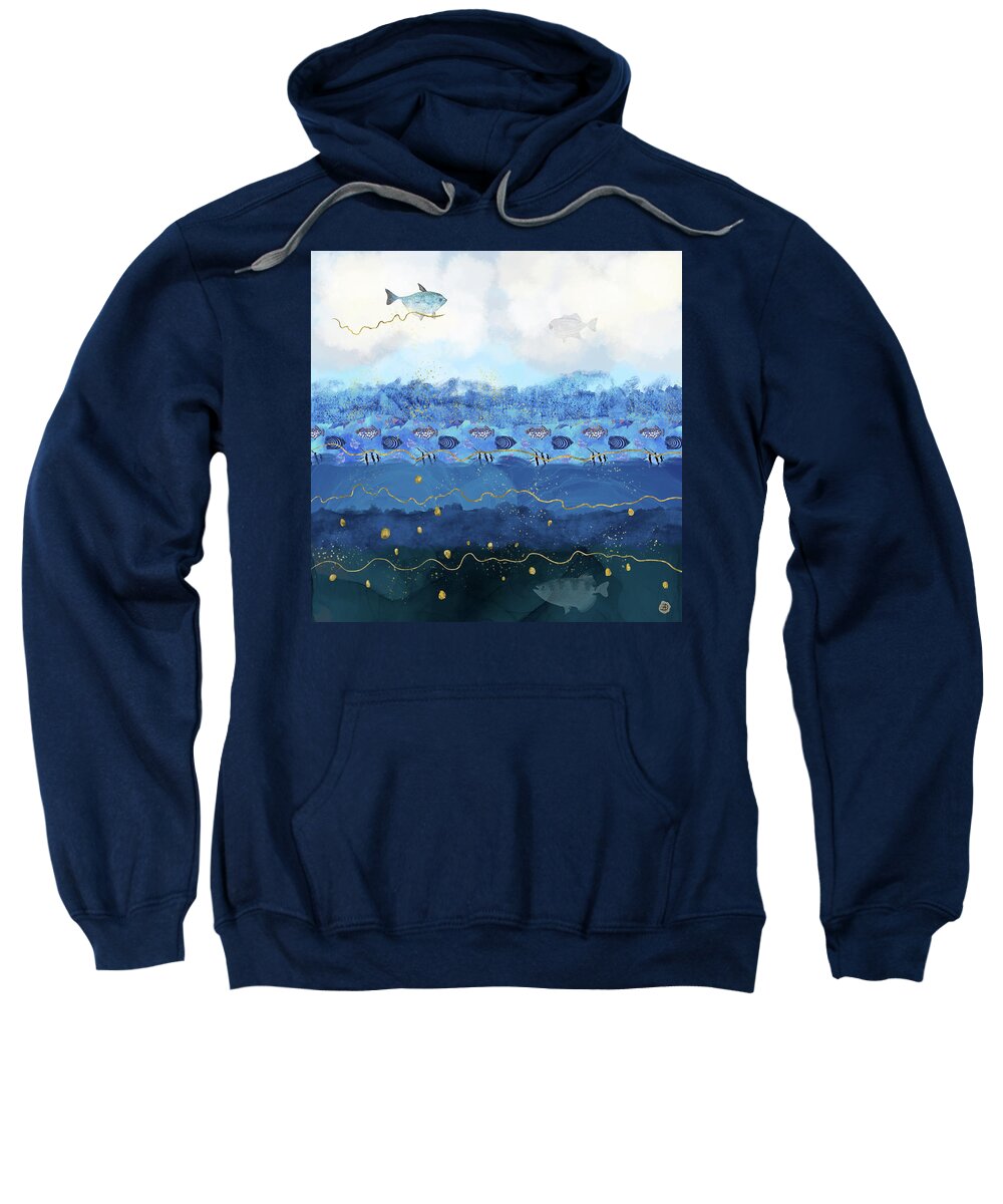 Global Warming Sweatshirt featuring the digital art Warming Oceans and Sea Level Rise by Andreea Dumez