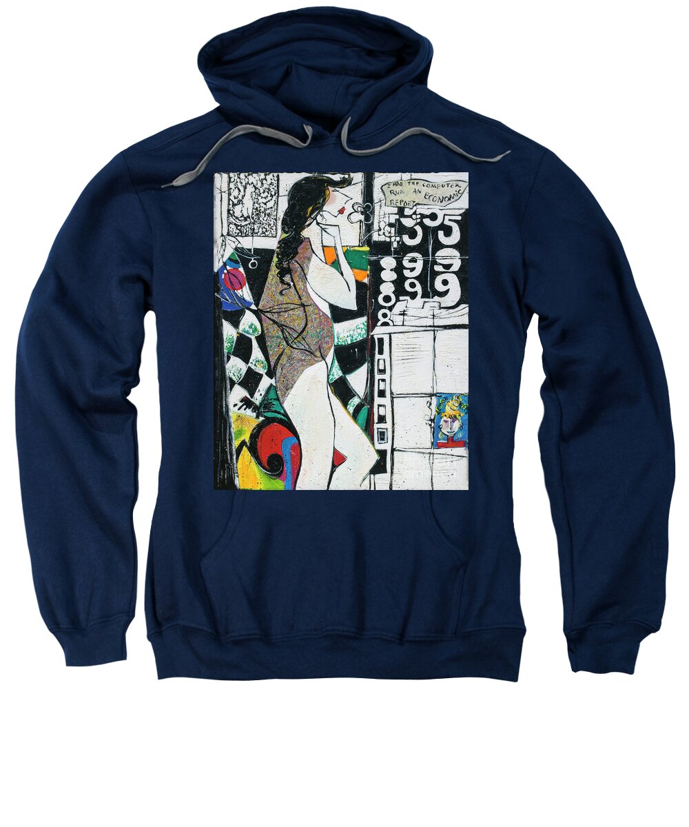 Working From Home Sweatshirt featuring the mixed media Working from Home II by Cherie Salerno