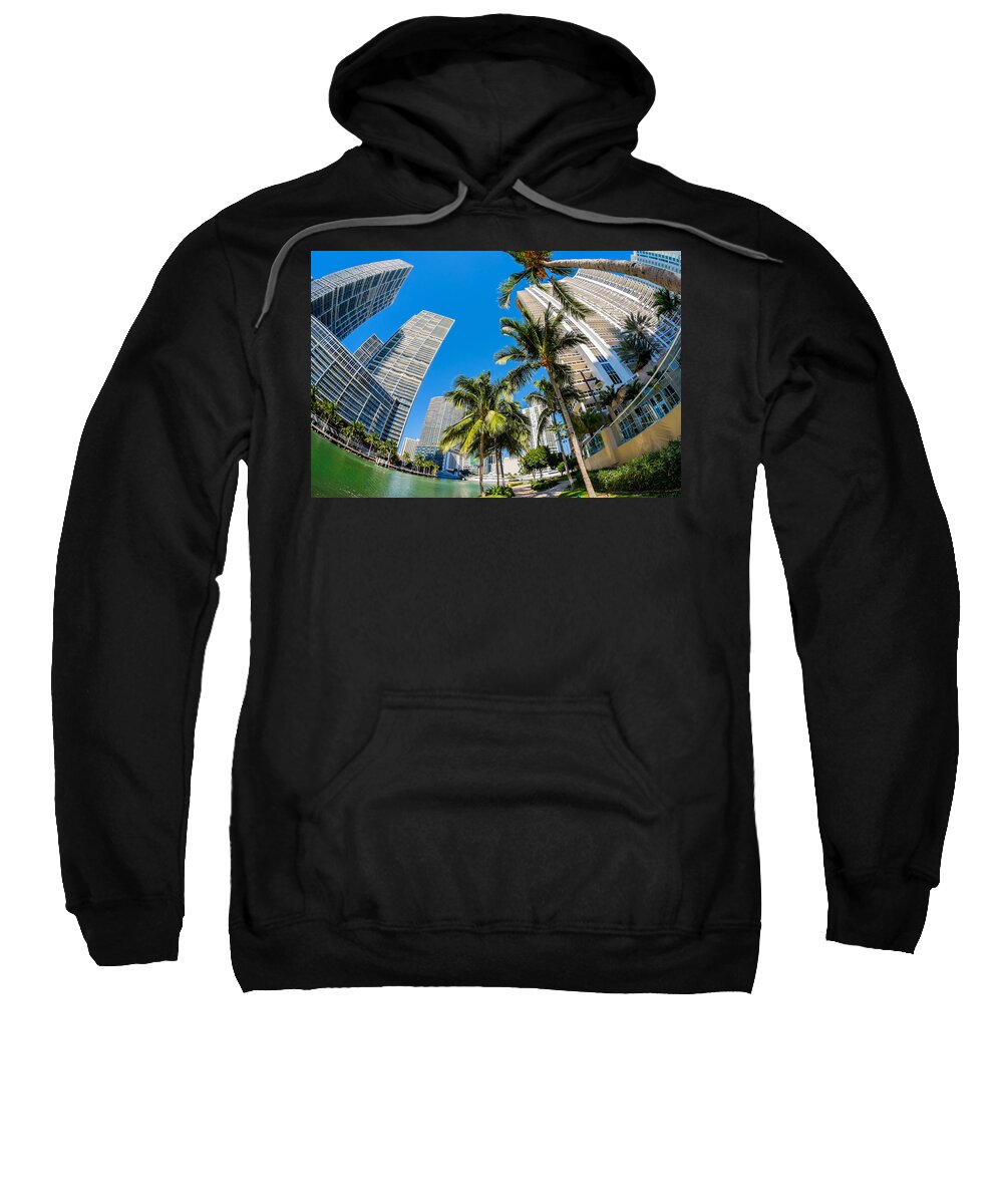 Architecture Sweatshirt featuring the photograph Downtown Miami Brickell Fisheye #1 by Raul Rodriguez