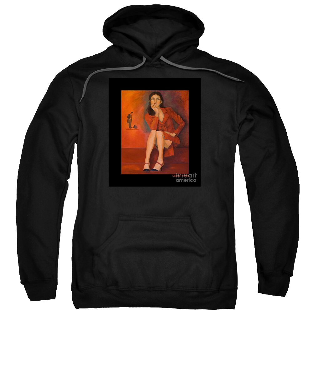 Portrait Of Lady In Red Sweatshirt featuring the painting Lady in Red by Dagmar Helbig