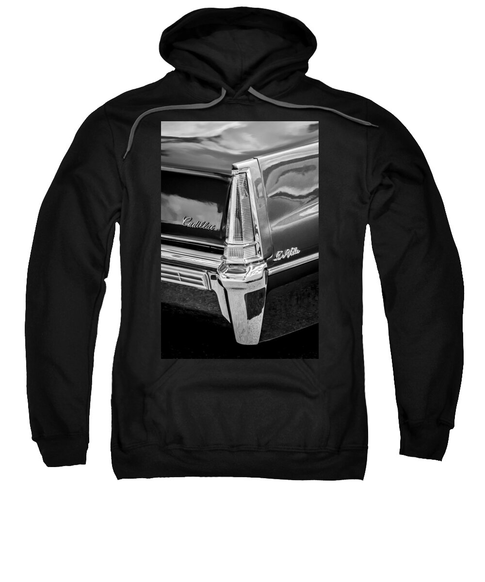 1969 Cadillac Deville Taillight Emblems Sweatshirt featuring the photograph 1969 Cadillac DeVille Taillight Emblems -0890bw by Jill Reger