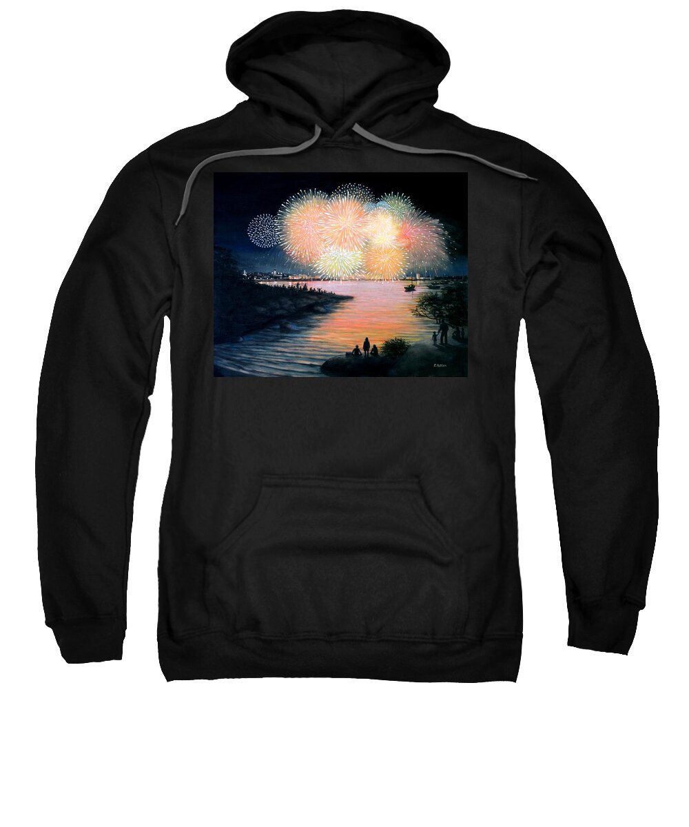 Gloucester Sweatshirt featuring the painting 4th of July Gloucester Harbor by Eileen Patten Oliver