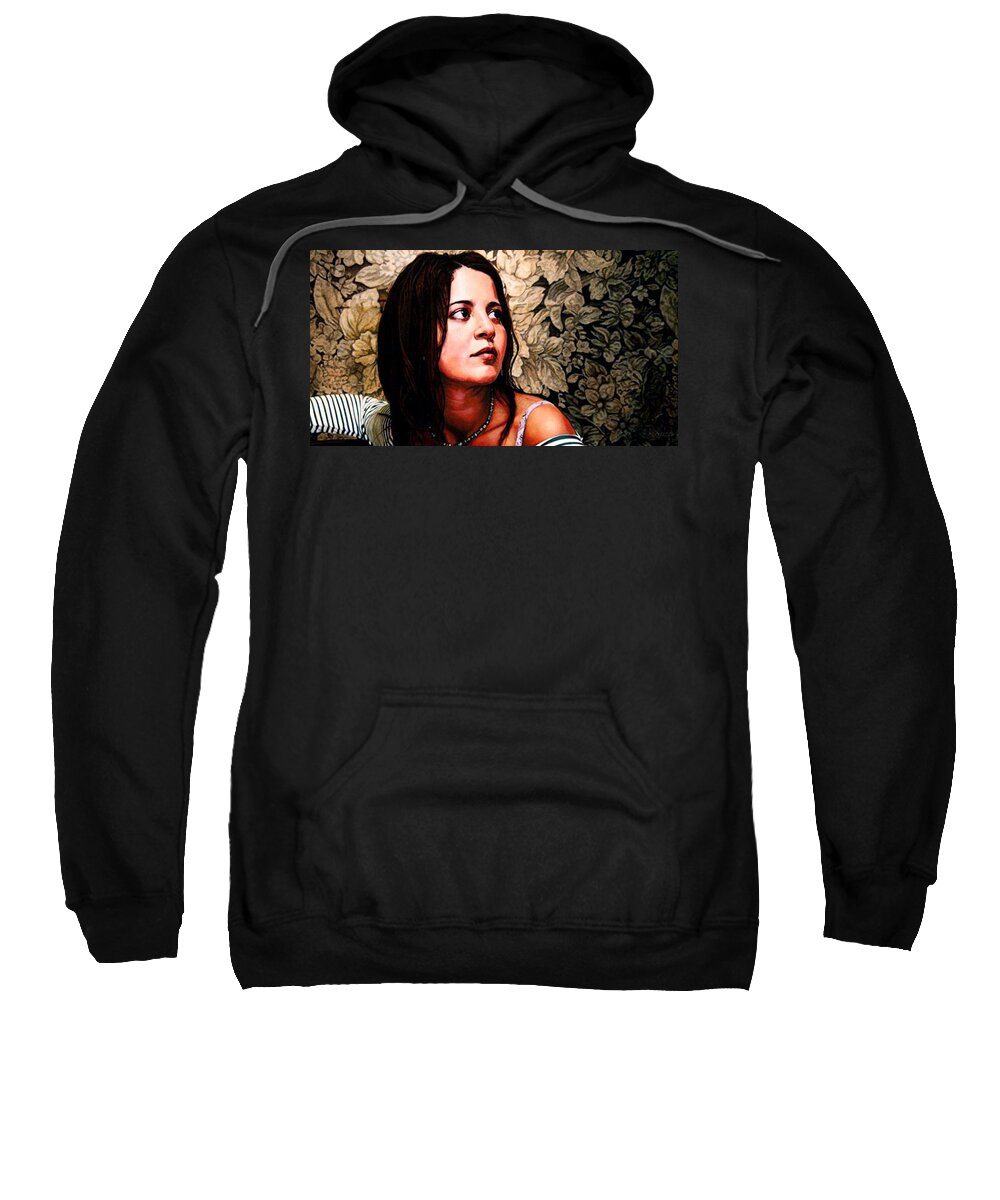 Whelan Art Sweatshirt featuring the painting Girl From the Rif Mountains by Patrick Whelan