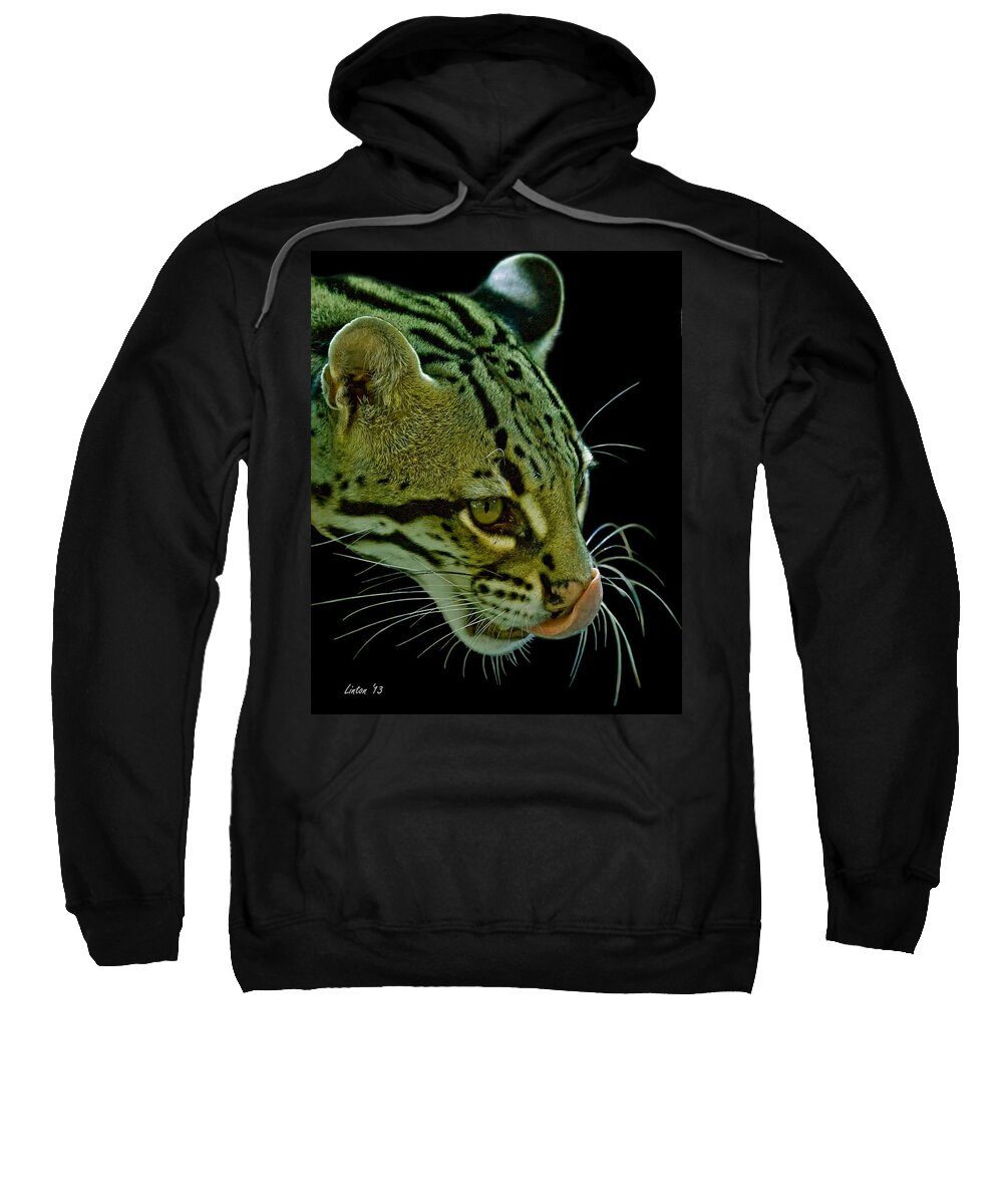 Ocelot Sweatshirt featuring the photograph Ocelot #3 by Larry Linton