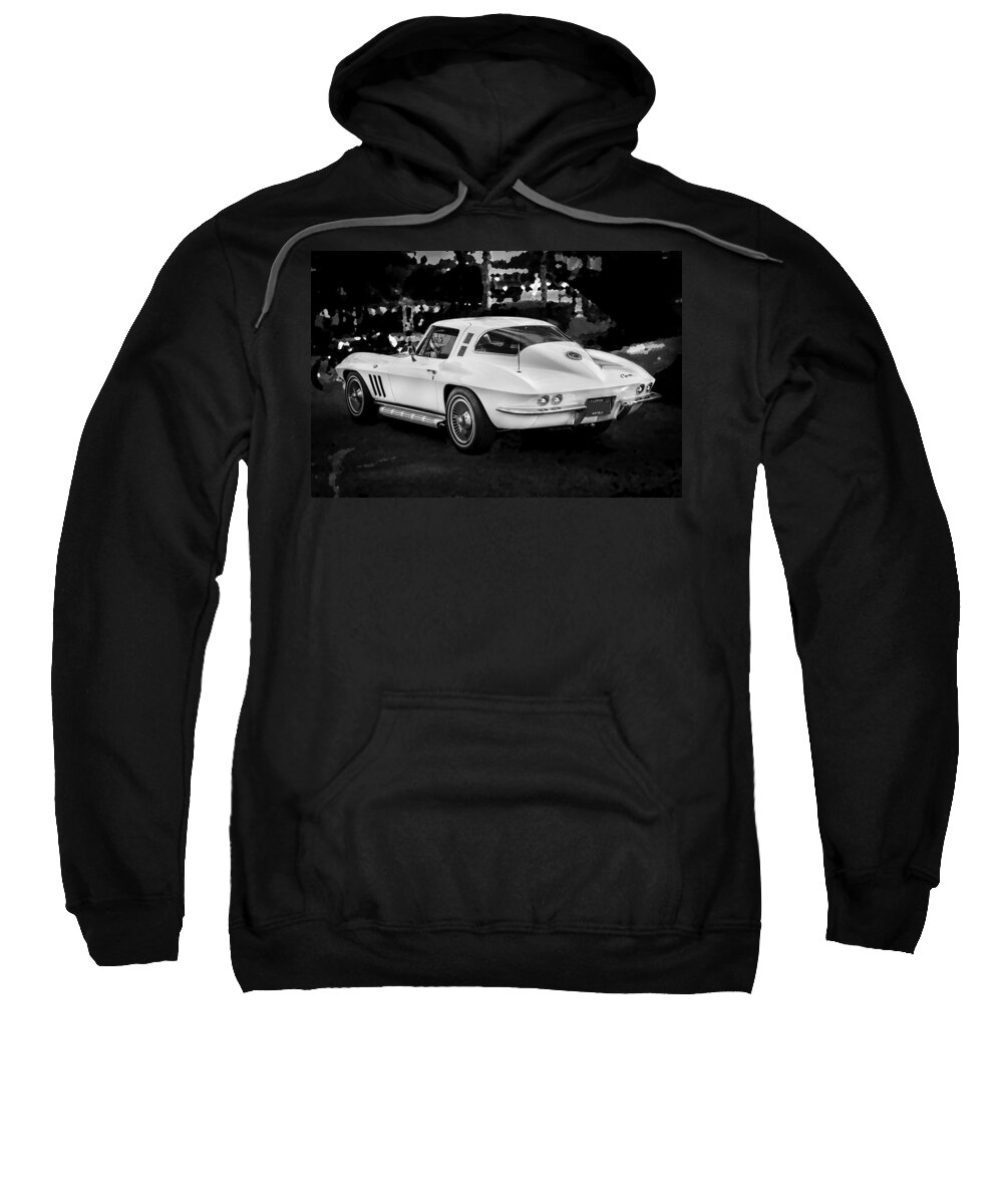 1965 Sweatshirt featuring the photograph 1965 Chevrolet Corvette Sting Ray Coupe BW #6 by Rich Franco
