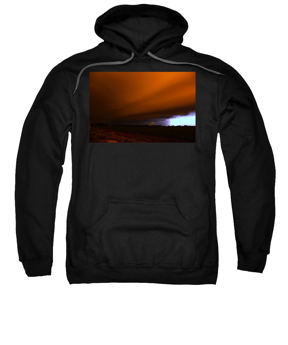 Stormscape Sweatshirt featuring the photograph Late Night Nebraska Shelf Cloud #8 by NebraskaSC