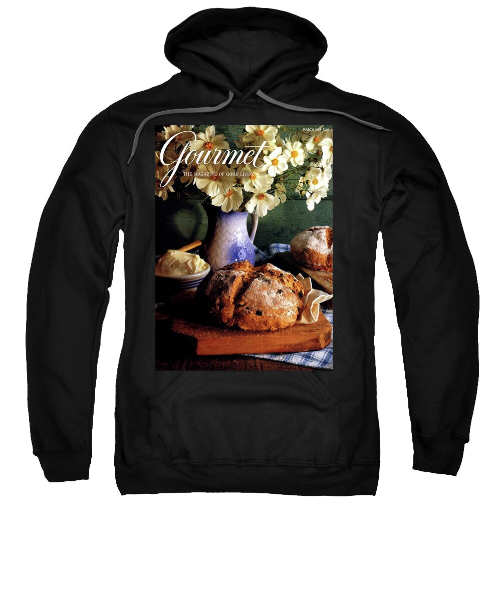 Food Sweatshirt featuring the photograph A Gourmet Cover Of Bread And Flowers by Romulo Yanes