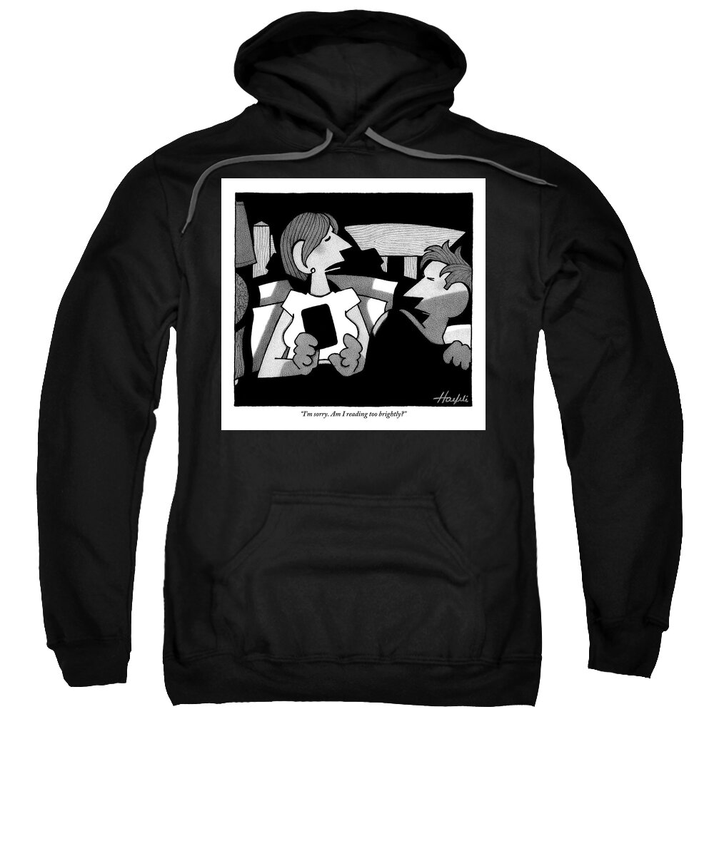 Tablets Sweatshirt featuring the drawing A Husband Is Awoken To His Wife's Late Night by William Haefeli
