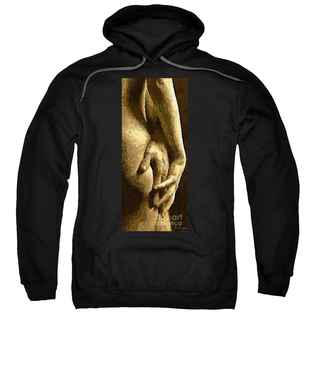 Figurative Sweatshirt featuring the painting A Love Touch by Dragica Micki Fortuna