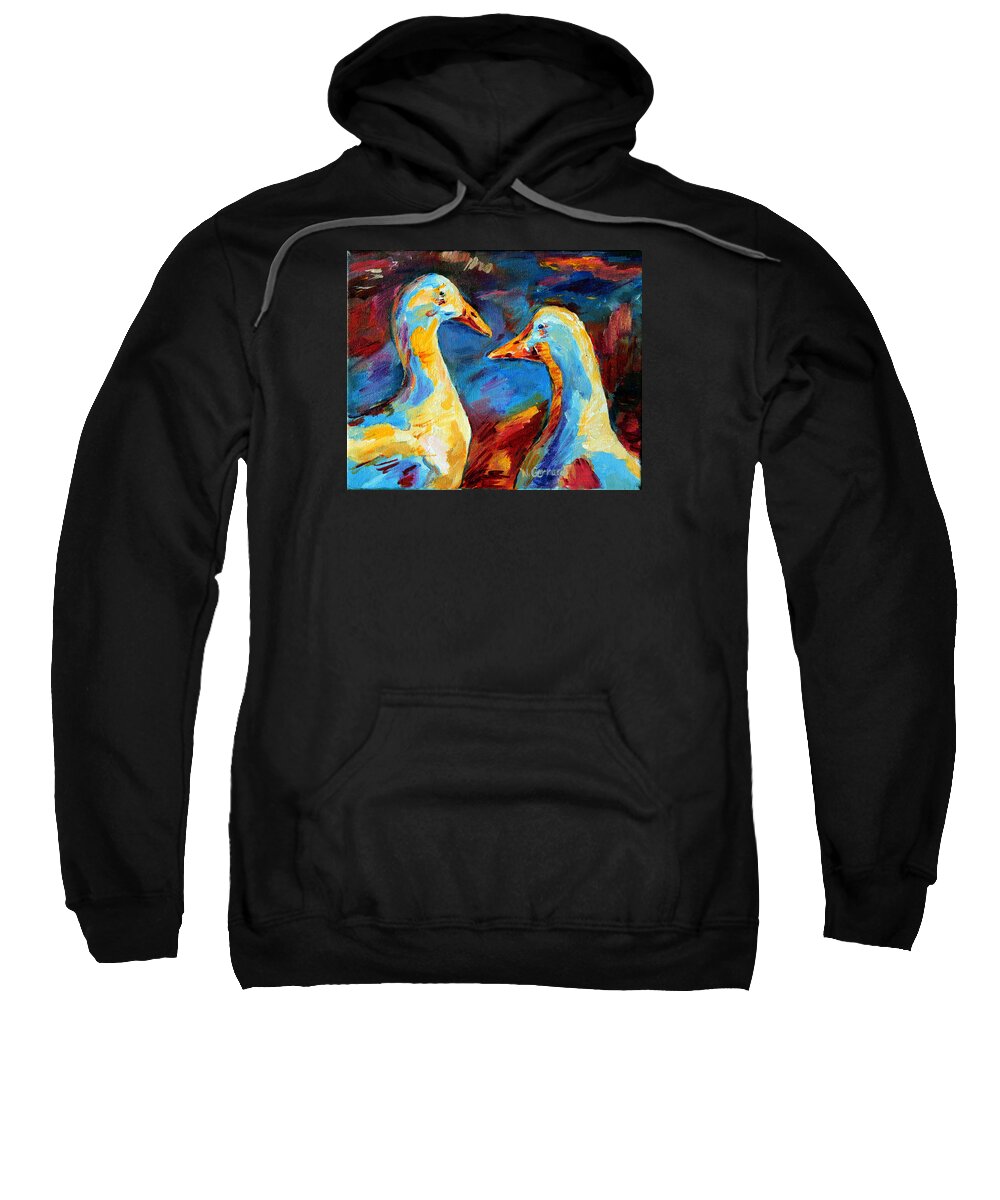 2 Canada Geese Sweatshirt featuring the painting A Stormy Night by Naomi Gerrard