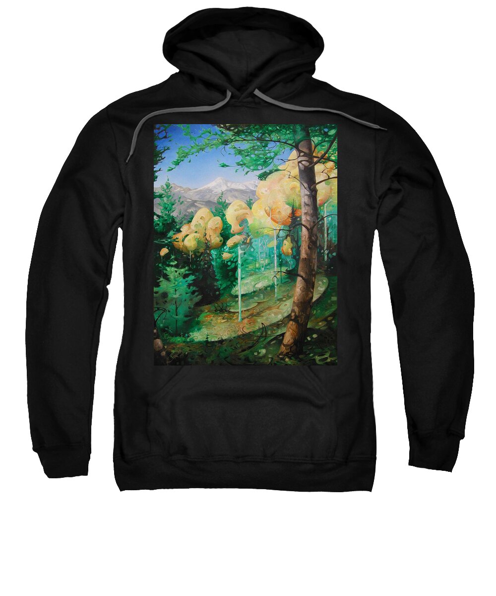 Landscape Sweatshirt featuring the painting A View Through The Aspens by T S Carson
