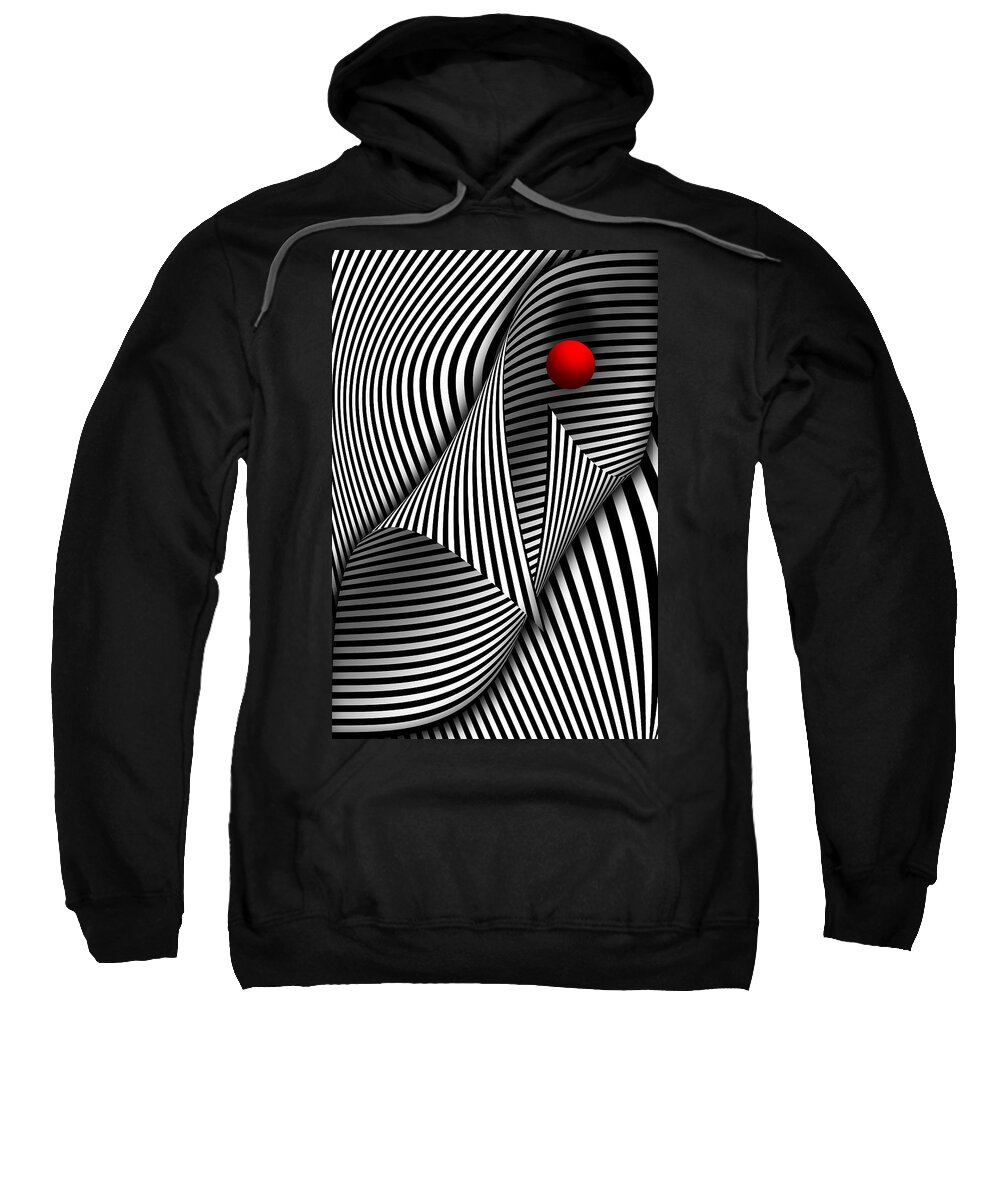 Lines Sweatshirt featuring the digital art Abstract - Catch the red ball by Mike Savad