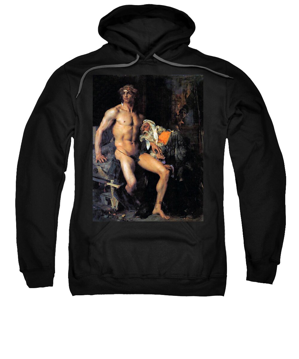 Jules Bastian Lepage Sweatshirt featuring the painting Achilles et Priam by Jules Bastien LePage