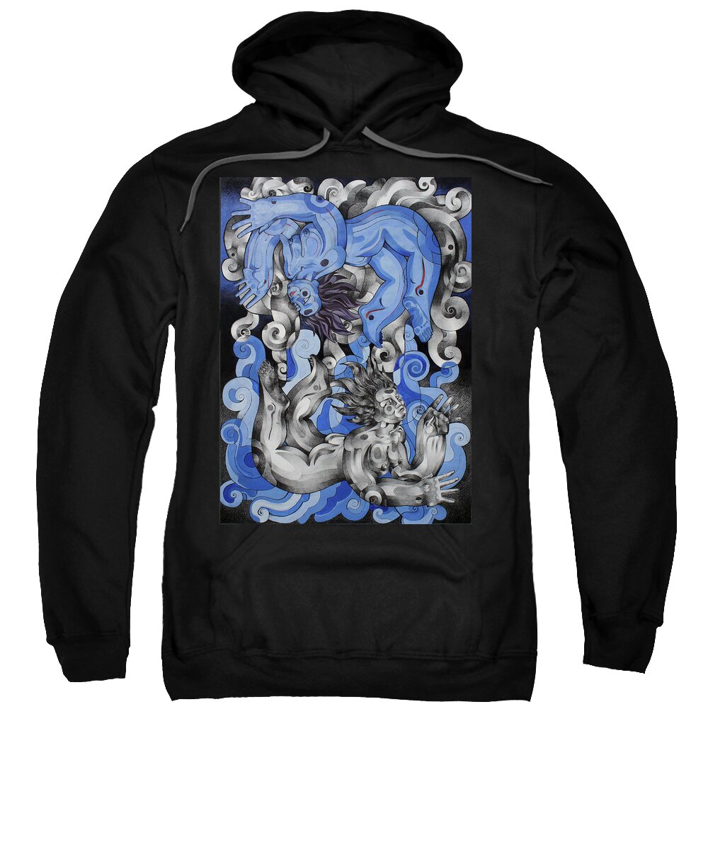 Art Sweatshirt featuring the drawing Alter Ego by Myron Belfast