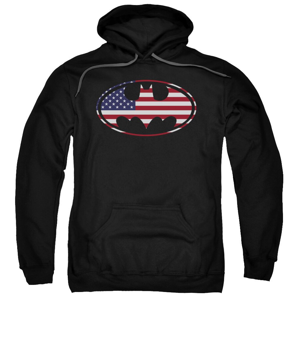  Sweatshirt featuring the digital art Batman - American Flag Oval by Brand A