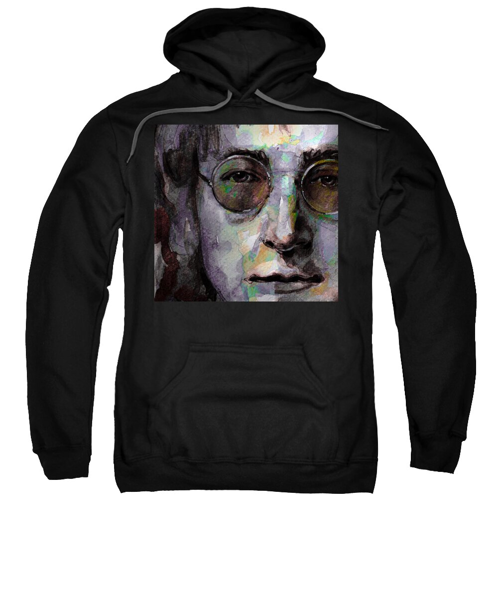 John Lennon Sweatshirt featuring the painting Beatles - John Lennon by Laur Iduc