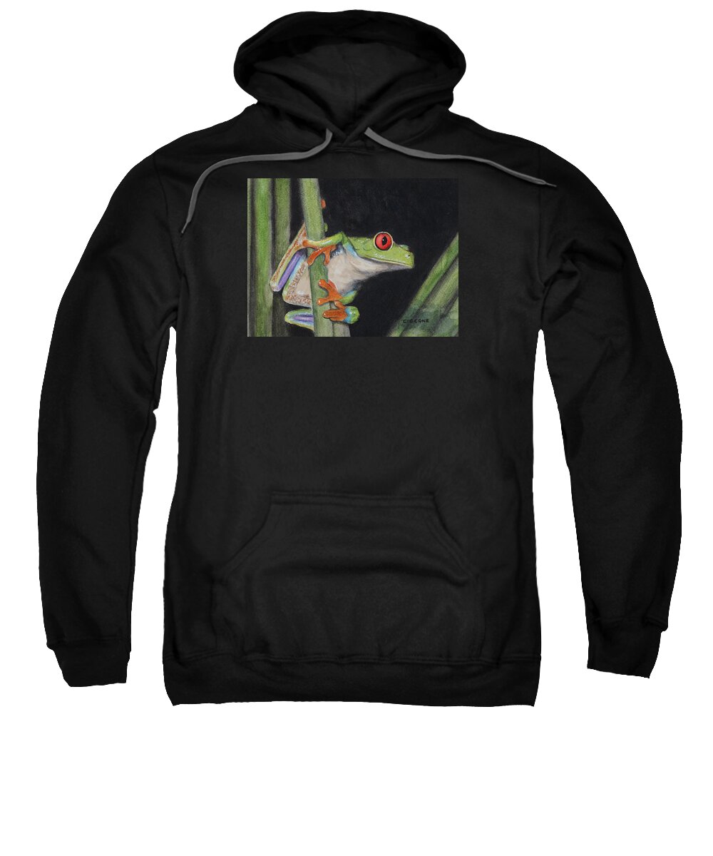 Frog Sweatshirt featuring the painting Being Green by Jill Ciccone Pike