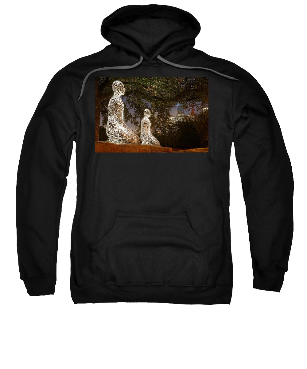 Downtown Houston Sweatshirt featuring the photograph Bigger than the Sum of our Parts - Tolerance Sculptures Downtown Houston Texas by Silvio Ligutti