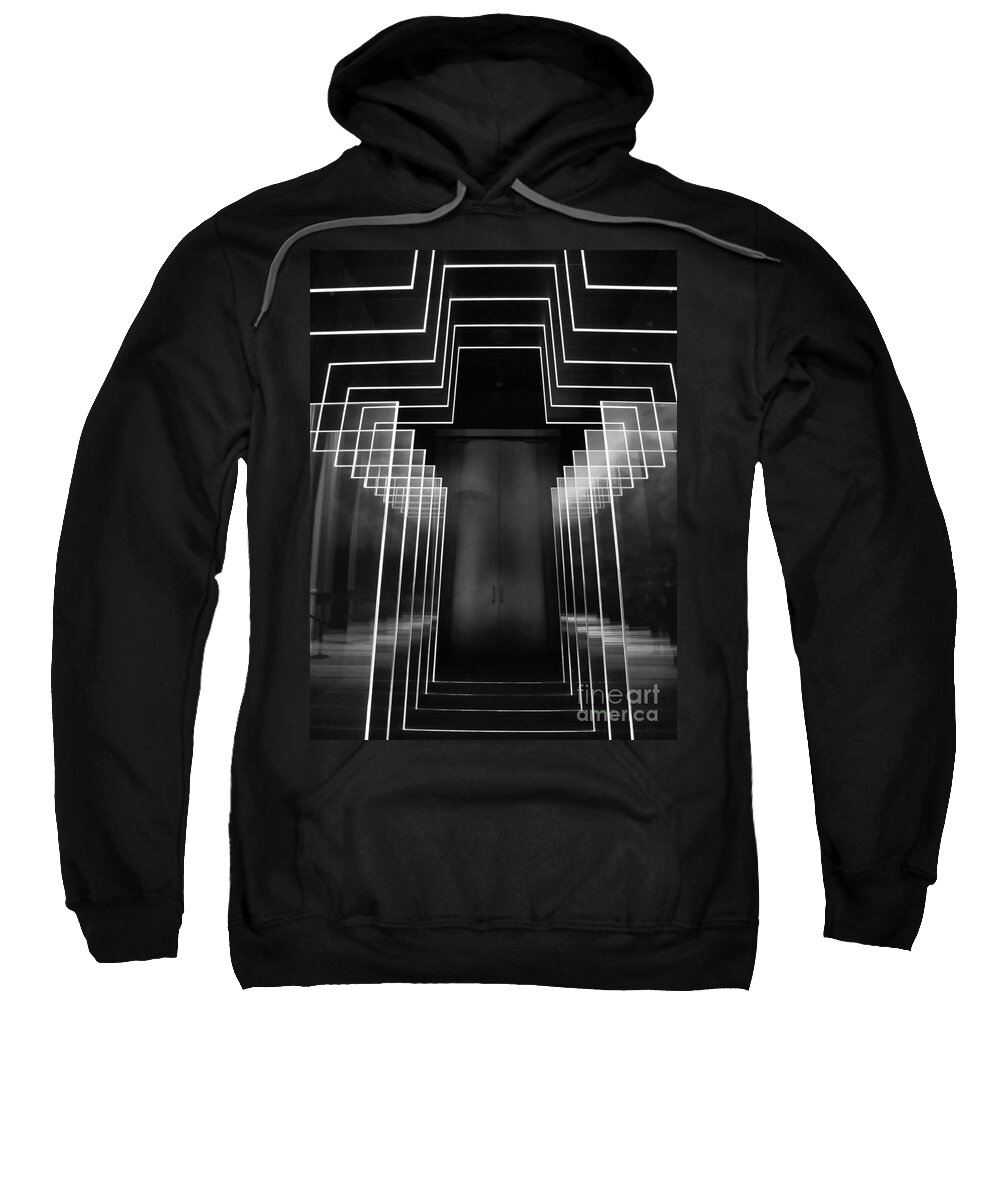Cross Sweatshirt featuring the photograph Black and White Neon Cross At The Billy Graham Library by Jo Ann Tomaselli