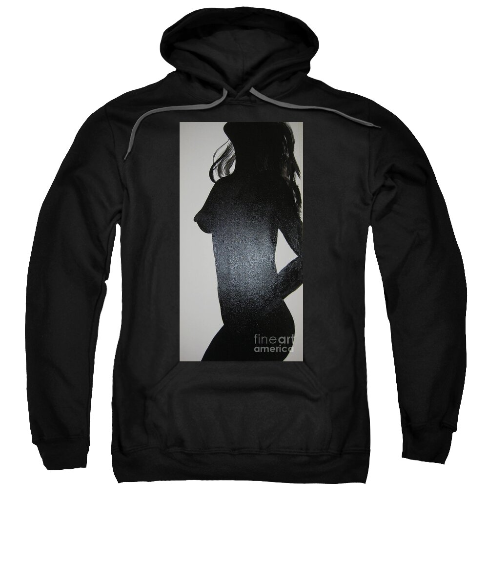 Nude Sweatshirt featuring the painting Black silhouette by Mandy Joy
