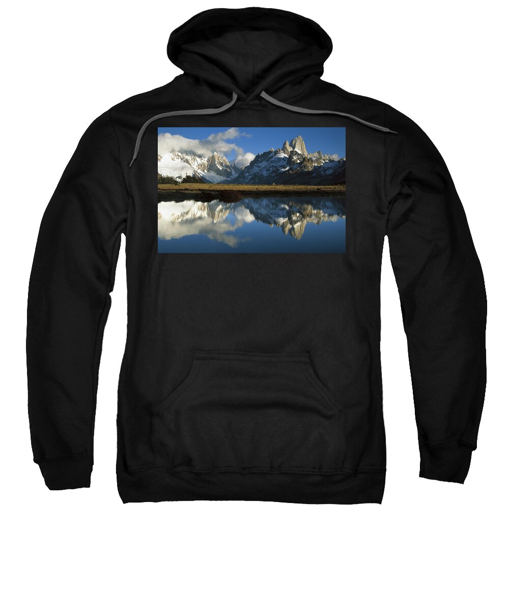 Feb0514 Sweatshirt featuring the photograph Cerro Torre And Fitzroy At Dawn by Colin Monteath