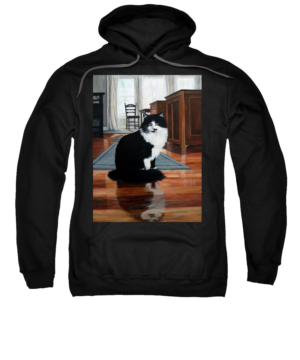Cat Sweatshirt featuring the painting Charlie by Eileen Patten Oliver