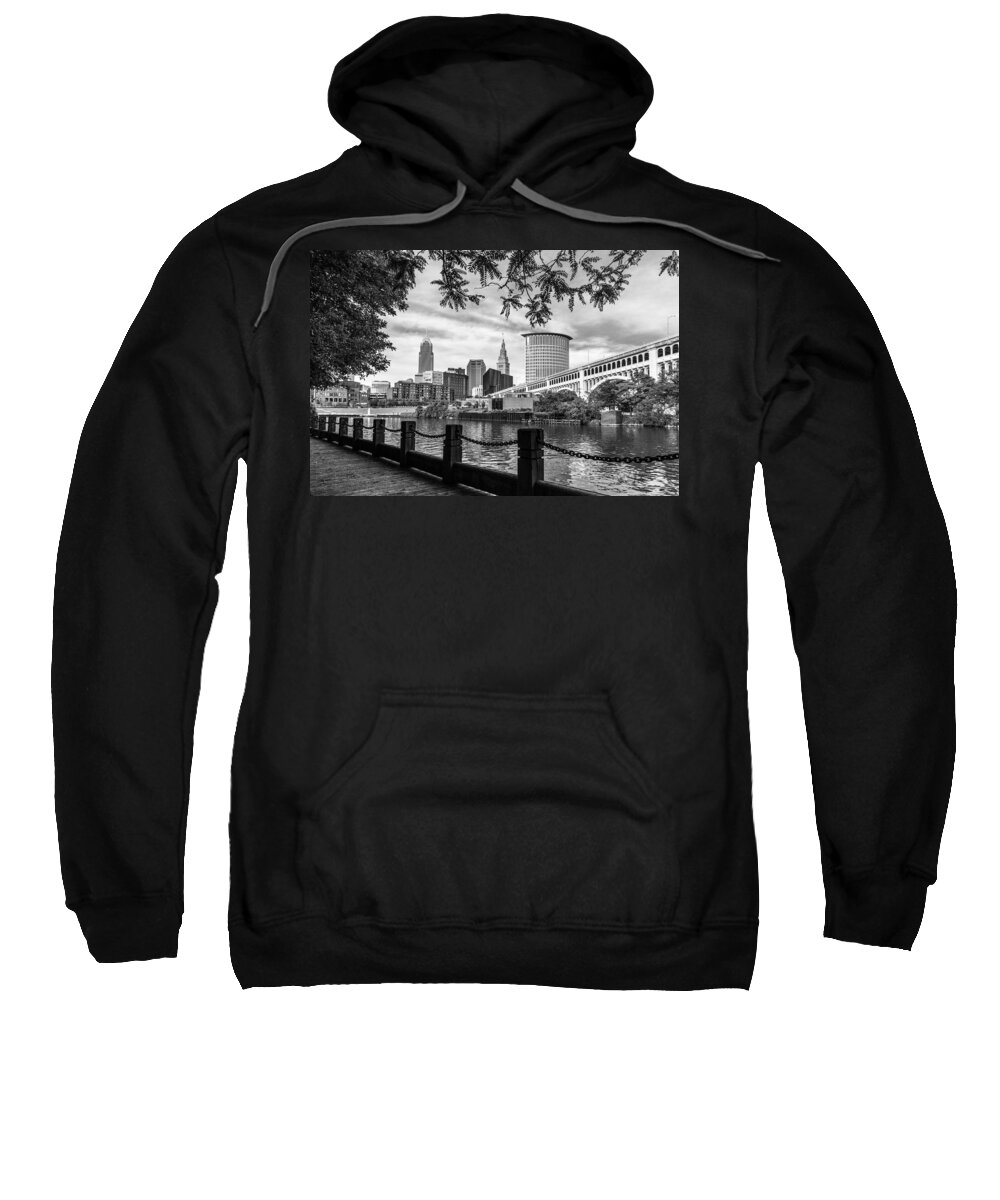 Cleveland Ohio Sweatshirt featuring the photograph Cleveland River Cityscape by Dale Kincaid