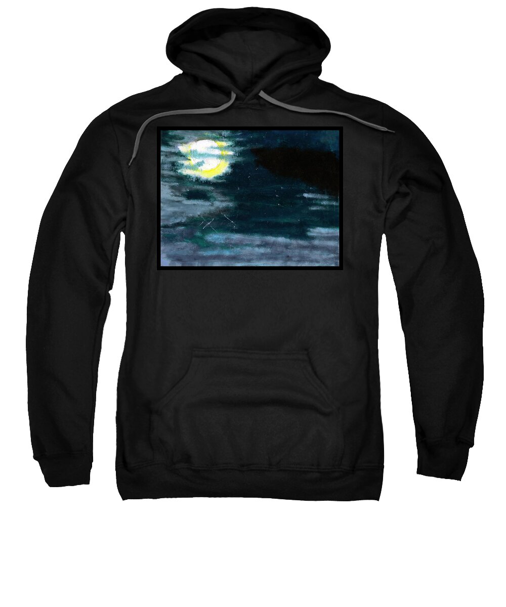 Moon Sweatshirt featuring the painting Cloudy Night Sky by Shawn Dall