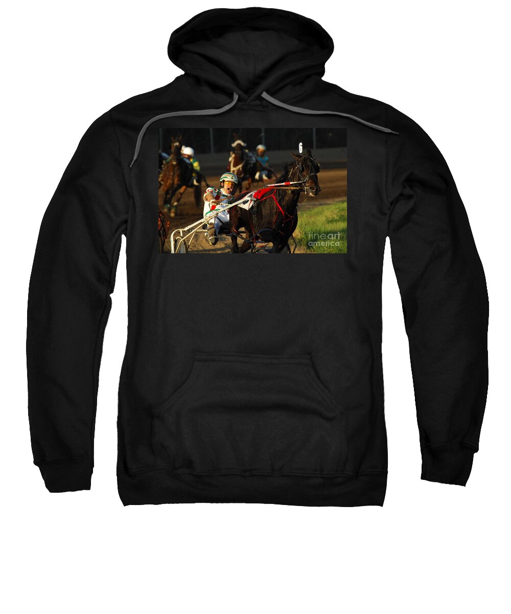 Horse Race Sweatshirt featuring the photograph Horse Racing Come On Number 6 by Bob Christopher