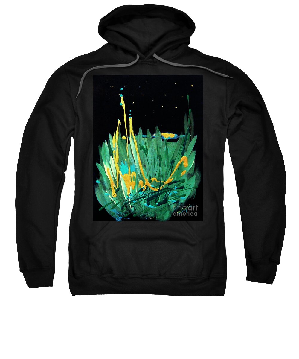 Urantia Sweatshirt featuring the painting Cosmic Island by Holly Carmichael