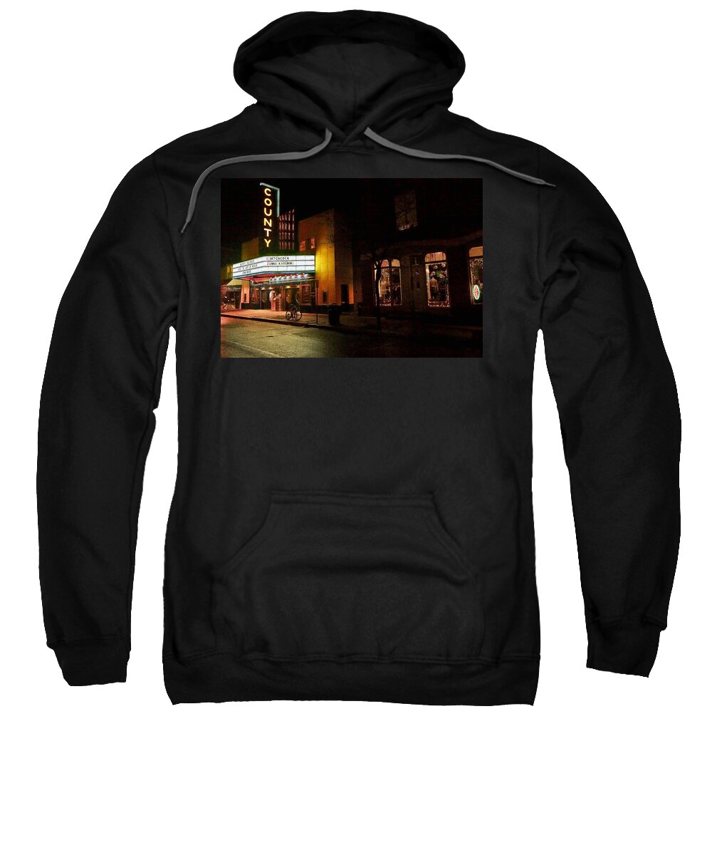 County Theater Sweatshirt featuring the photograph County Theater at Night by William Jobes
