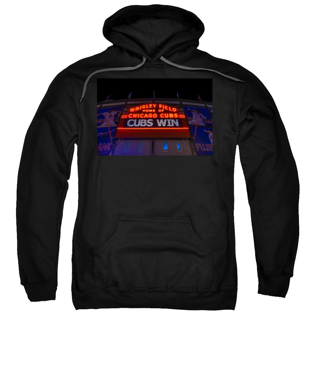 Marquee Sweatshirt featuring the photograph Cubs Win by Steve Gadomski