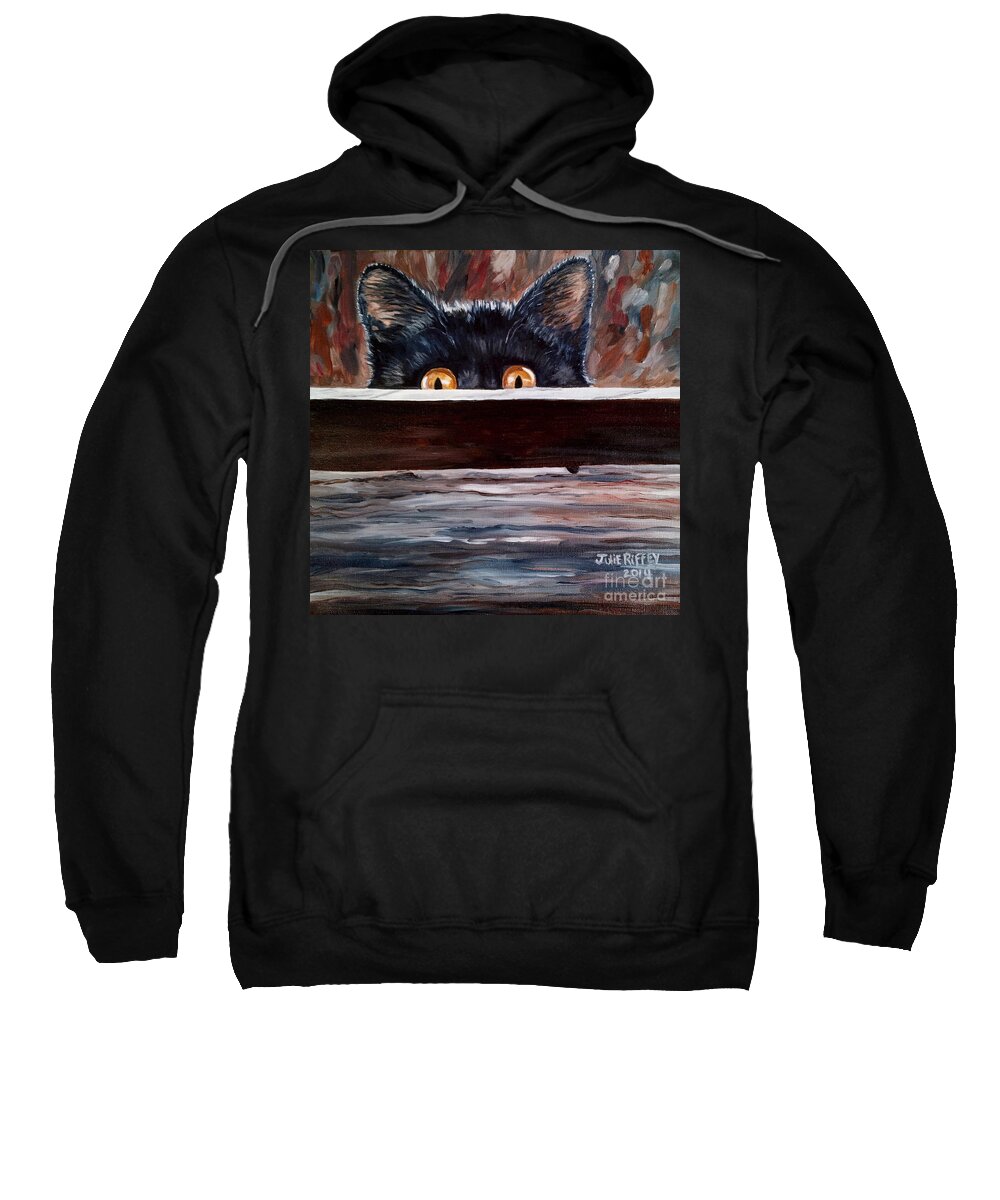 Cats Sweatshirt featuring the painting Curiosity by Julie Brugh Riffey
