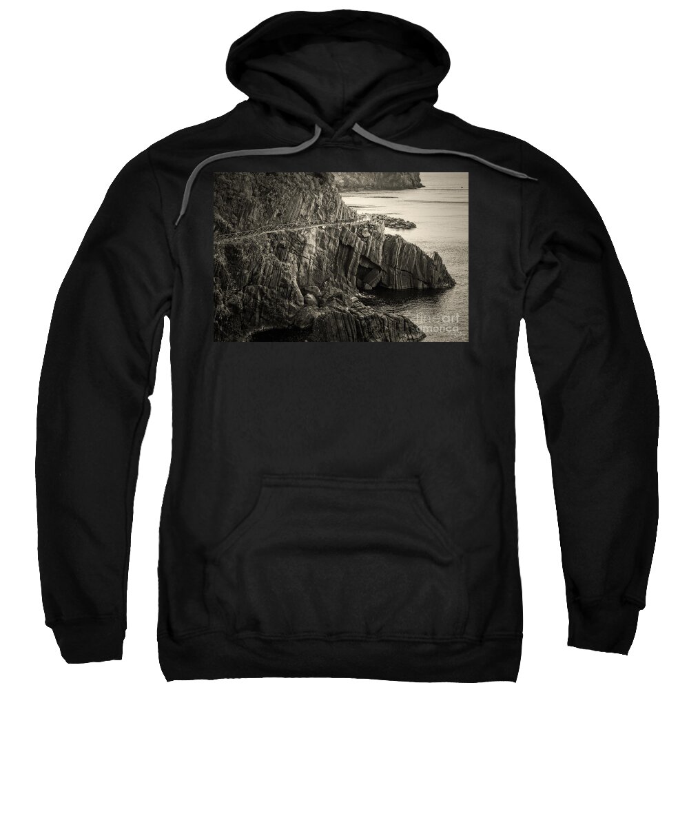 Cinque Terre Sweatshirt featuring the photograph Dangerous Passage of Cinque Terre by Prints of Italy