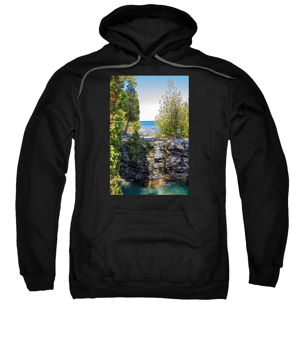 Door County Sweatshirt featuring the photograph Door County's Cave Point by Susan McMenamin