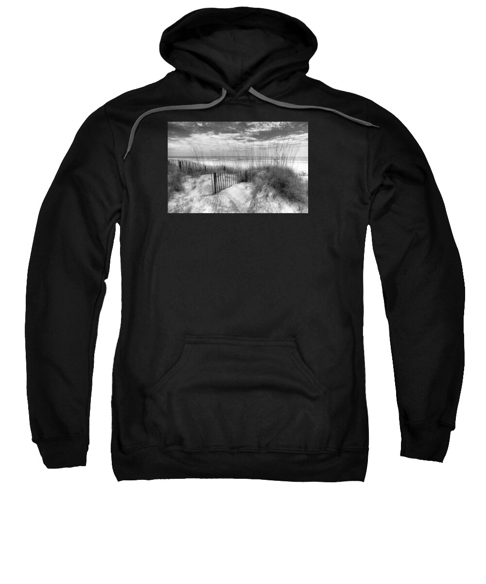 Clouds Sweatshirt featuring the photograph Dune Fences by Debra and Dave Vanderlaan