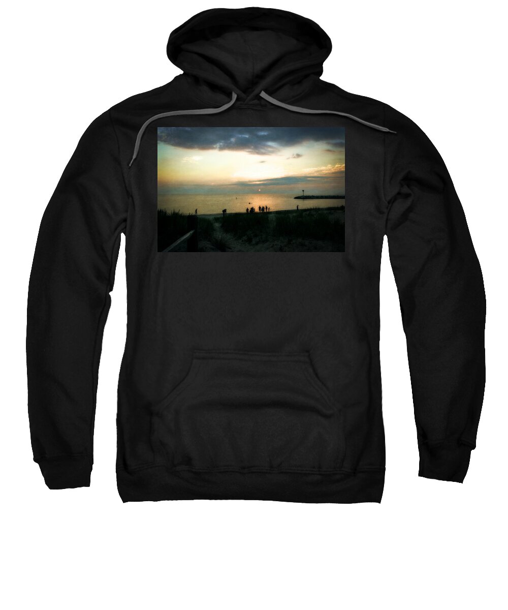 Lake Michigan Sweatshirt featuring the photograph End of Day at Leland Harbor by Michelle Calkins