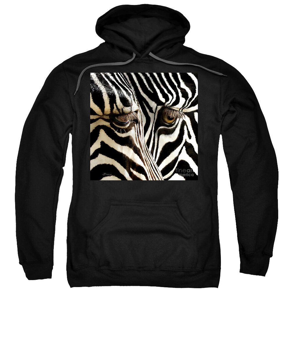 Zebra Sweatshirt featuring the photograph Eyes And Stripes Squared by Jennie Breeze