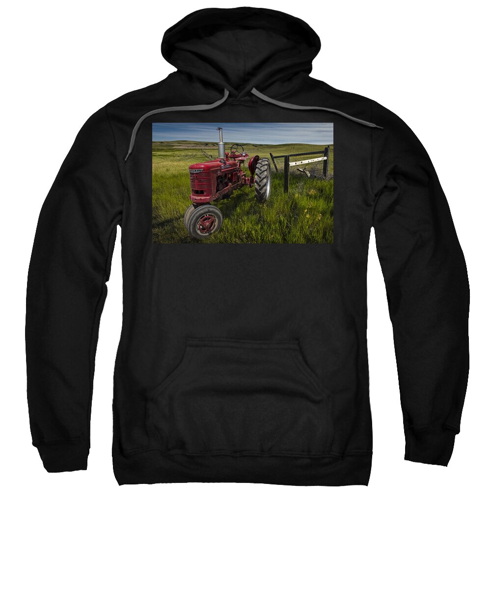 Tractor Sweatshirt featuring the photograph Farmall Tractor model H on the Prairie by Randall Nyhof