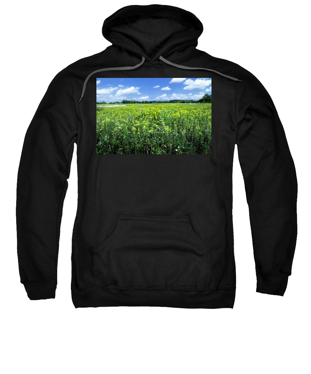 Clouds Sweatshirt featuring the photograph Field Of Flowers Sky Of Clouds by Jim Shackett